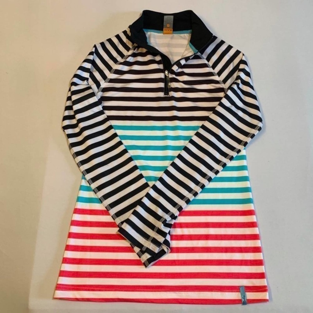 5/$25 Bula Active Striped Gym pullover technical shirt S